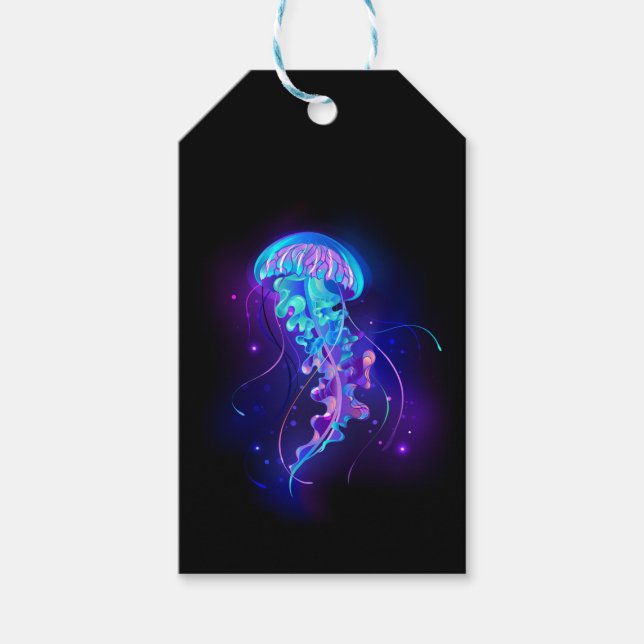 Vibrant Colour Glowing Jellyfish Gift Tags (Front)