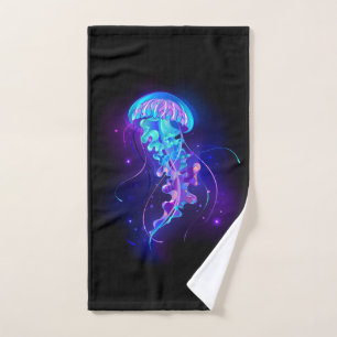 Vibrant Colour Glowing Jellyfish Hand Towel