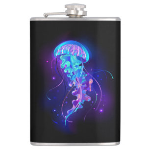 Vibrant Colour Glowing Jellyfish Hip Flask
