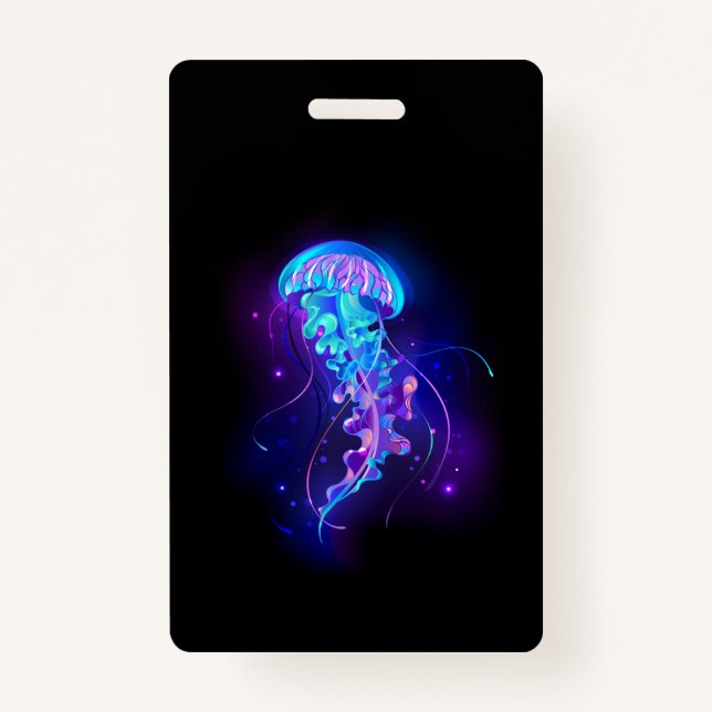 Vibrant Colour Glowing Jellyfish ID Badge (Front)