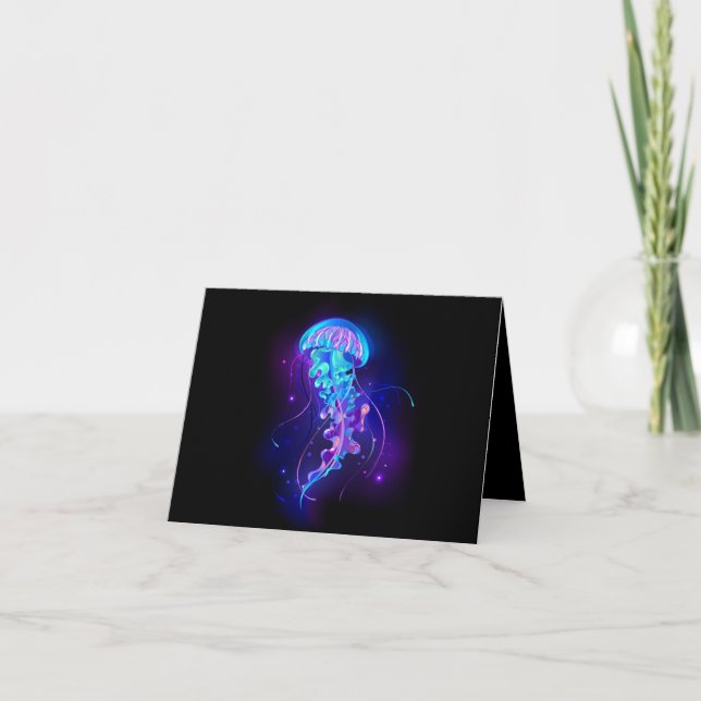 Vibrant Colour Glowing Jellyfish Invitation (Front)