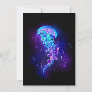 Vibrant Colour Glowing Jellyfish Invitation