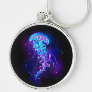 Vibrant Colour Glowing Jellyfish Key Ring
