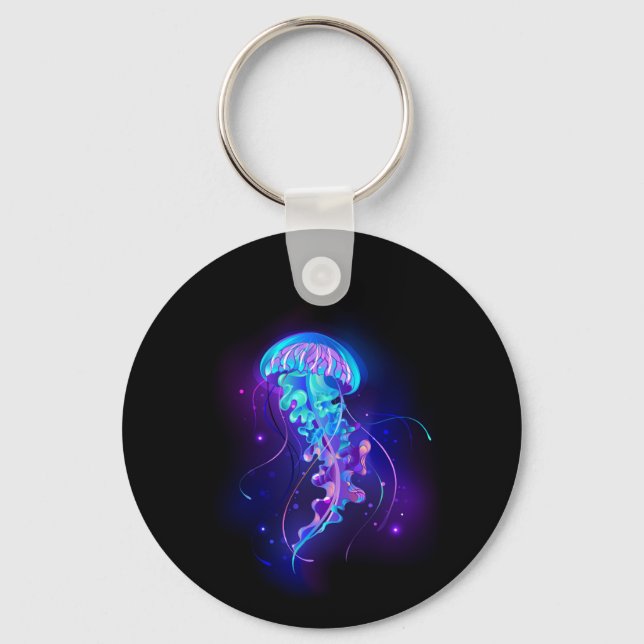 Vibrant Colour Glowing Jellyfish Key Ring (Front)