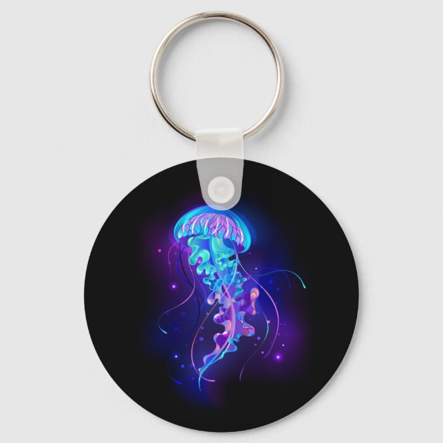 Vibrant Colour Glowing Jellyfish Key Ring (Front)