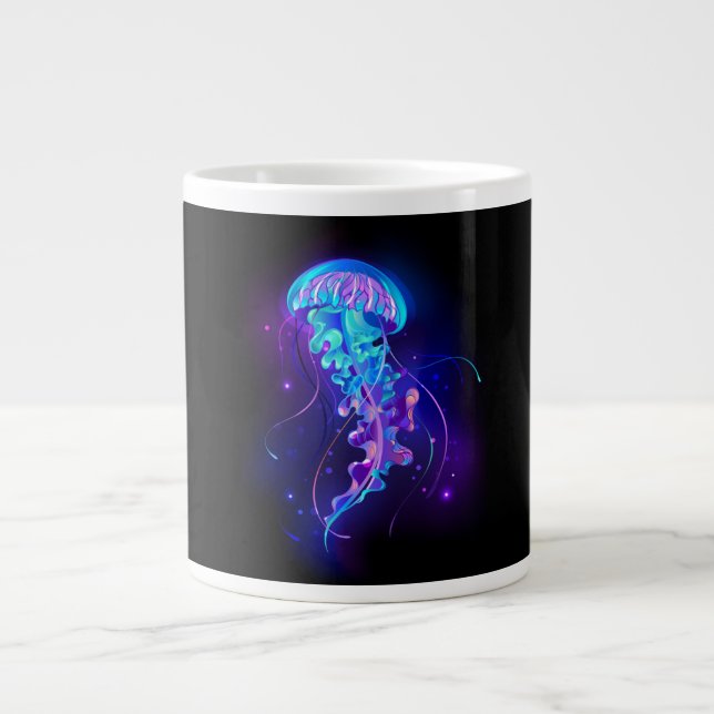 Vibrant Colour Glowing Jellyfish Large Coffee Mug (Front)