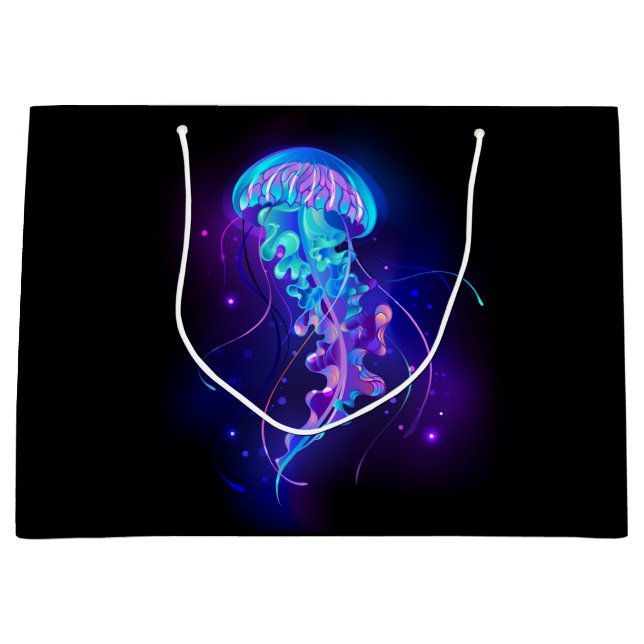 Vibrant Colour Glowing Jellyfish Large Gift Bag (Front)