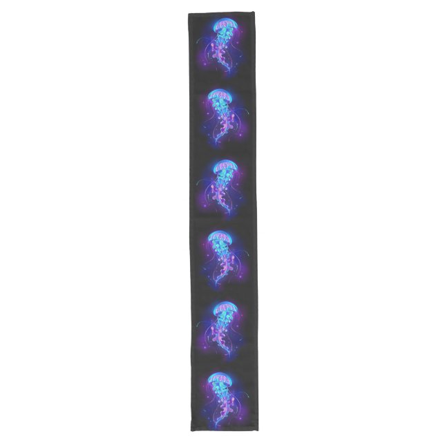 Vibrant Colour Glowing Jellyfish Long Table Runner (Front)