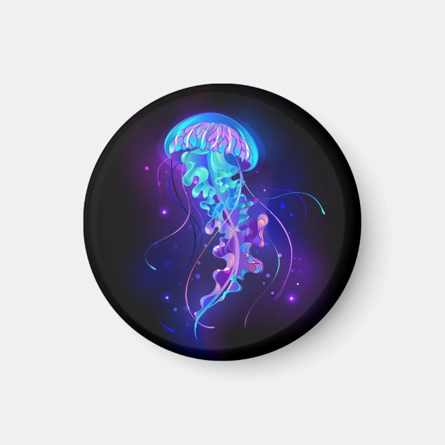 Vibrant Colour Glowing Jellyfish Magnet (Front)