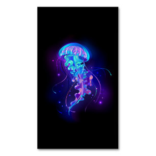 Vibrant Colour Glowing Jellyfish Magnetic Business Card