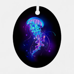 Vibrant Colour Glowing Jellyfish Metal Tree Decoration