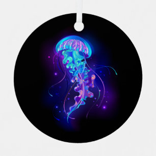Vibrant Colour Glowing Jellyfish Metal Tree Decoration