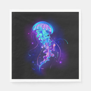 Vibrant Colour Glowing Jellyfish Napkin