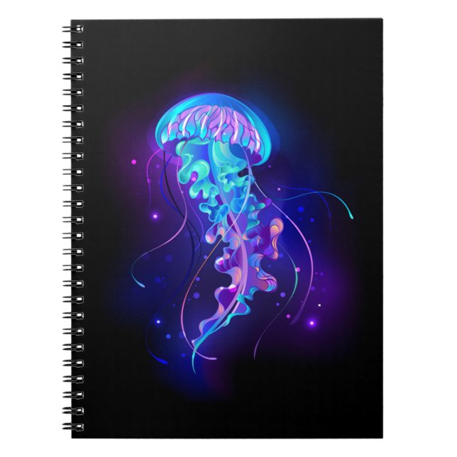 Vibrant Colour Glowing Jellyfish Notebook (Front)