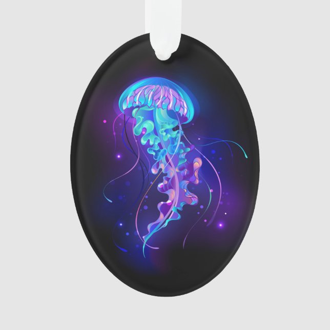 Vibrant Colour Glowing Jellyfish Ornament (Front)