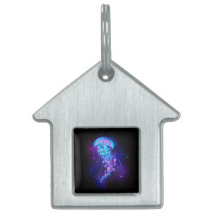 Vibrant Colour Glowing Jellyfish Pet ID Tag