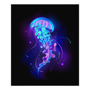 Vibrant Colour Glowing Jellyfish Photo Print