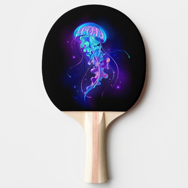 Vibrant Colour Glowing Jellyfish Ping Pong Paddle (Front)
