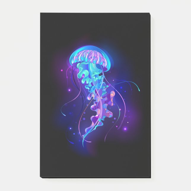 Vibrant Colour Glowing Jellyfish Post-it Notes (Front)