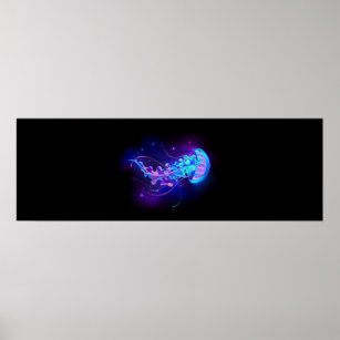 Vibrant Colour Glowing Jellyfish Poster