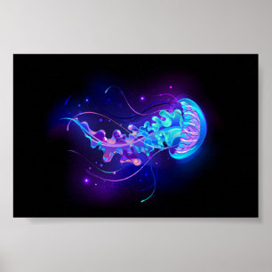 Vibrant Colour Glowing Jellyfish Poster