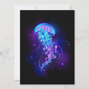 Vibrant Colour Glowing Jellyfish Save The Date