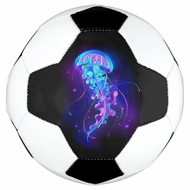 Vibrant Colour Glowing Jellyfish Soccer Ball (Front)