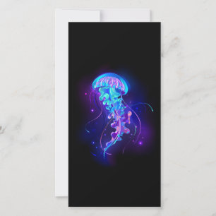Vibrant Colour Glowing Jellyfish Thank You Card