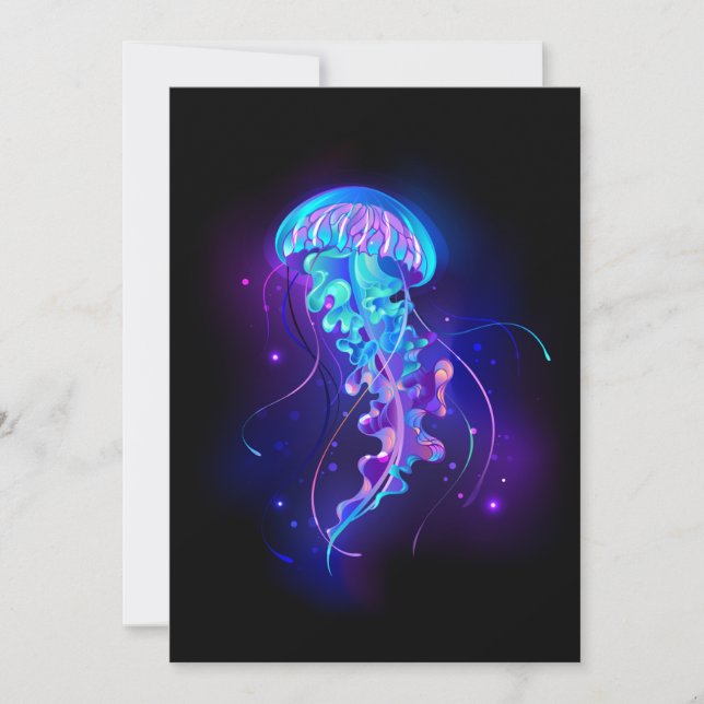 Vibrant Colour Glowing Jellyfish Thank You Card (Front)