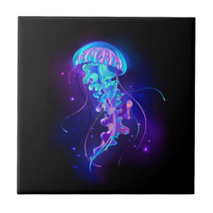 Vibrant Colour Glowing Jellyfish Tile