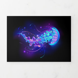 Vibrant Colour Glowing Jellyfish Tri-Fold Announcement