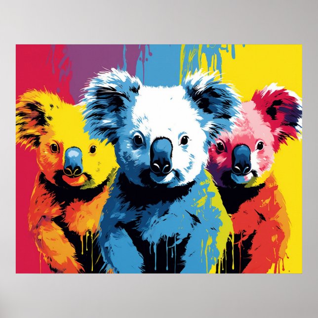 Vibrant colour Koala Bears Art Poster (Front)
