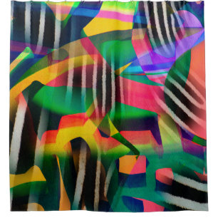 vibrant colour mixed digital pattern design made w shower curtain