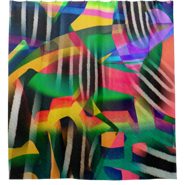 vibrant colour mixed digital pattern design made w shower curtain (Front)