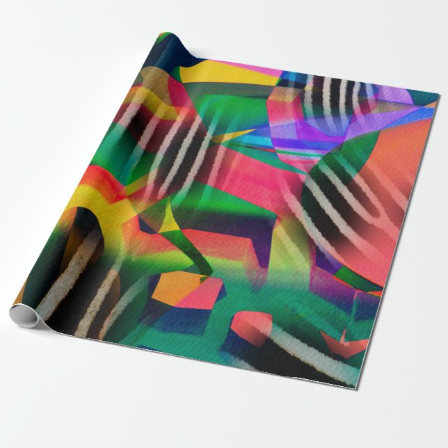 vibrant colour mixed digital pattern design made w wrapping paper (Unrolled)