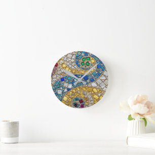 Vibrant Colour Mosaic Artistic Round Clock
