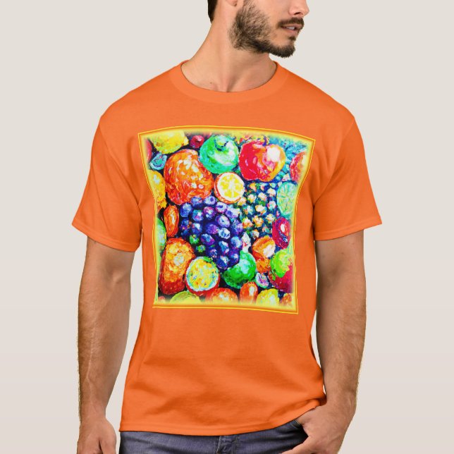 Vibrant Colour of Fruits. Buy Now T-Shirt (Front)