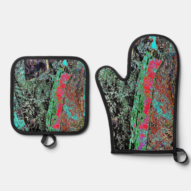 Vibrant colour pot holder and oven mitt,Textured Oven Mitt & Pot Holder Set (Front)