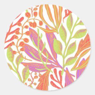Vibrant colour print classic round sticker