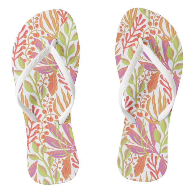 Vibrant colour print orange lime jandals (Footbed)