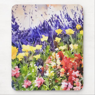 Vibrant colour scenic floral Mousepad