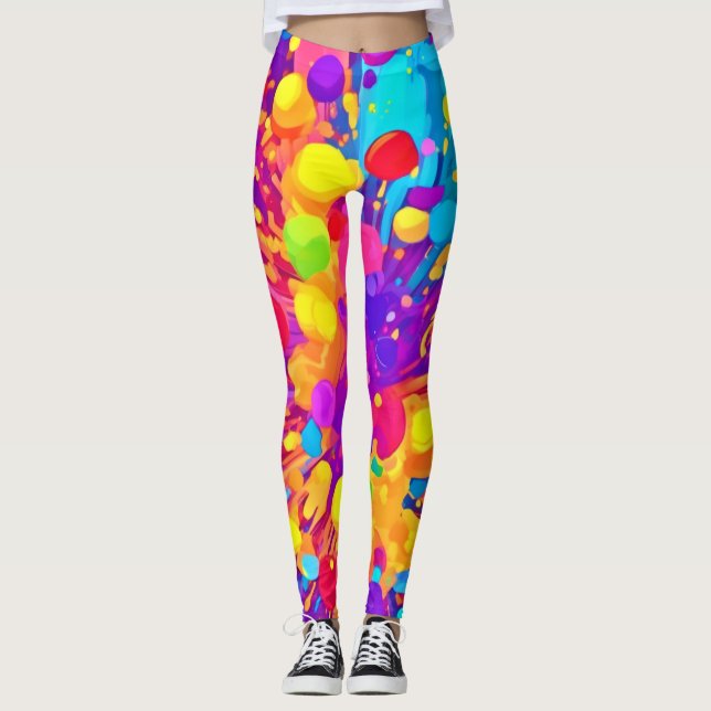 Vibrant Colour Spatter Leggings (Front)