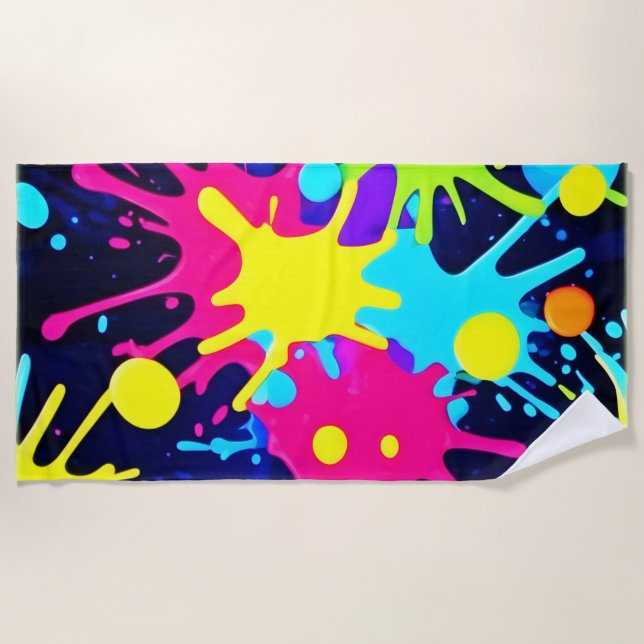 Vibrant Colour Splash Beach Towel (Front)