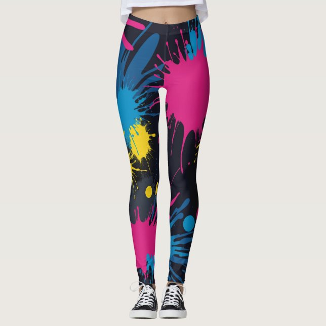 Vibrant colour splash leggings (Front)