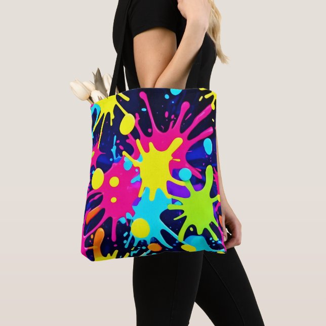 Vibrant Colour Splash Tote Bag (Close Up)
