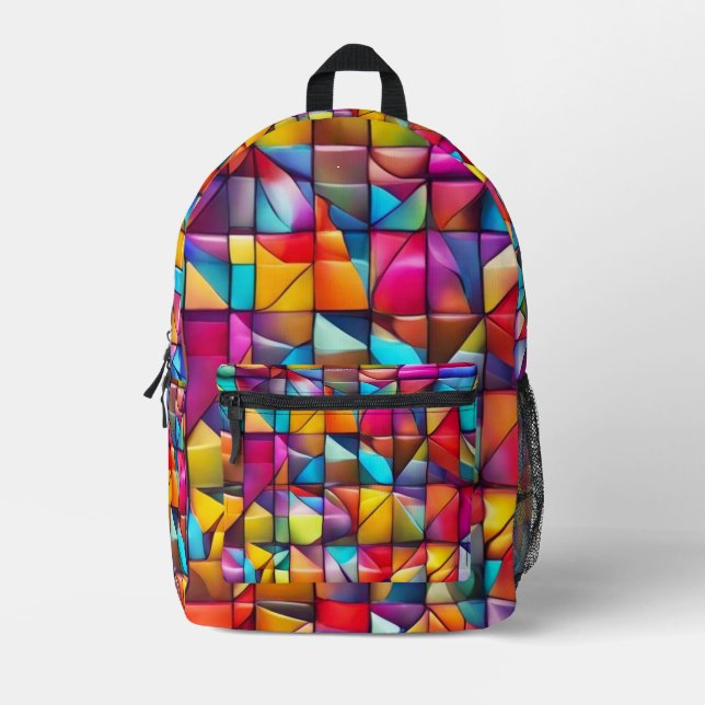 Vibrant Colour Tile Mosaic  Printed Backpack (Front)