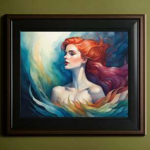 Vibrant Colour Watercolor Painting Woman Poster