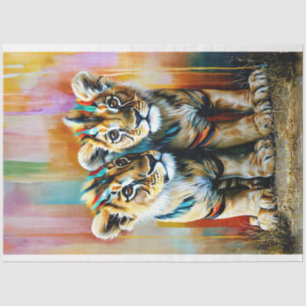 Vibrant Coloured Cubs Decoupage  Tissue Paper