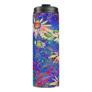 Vibrant coloured daisies thermal tumbler