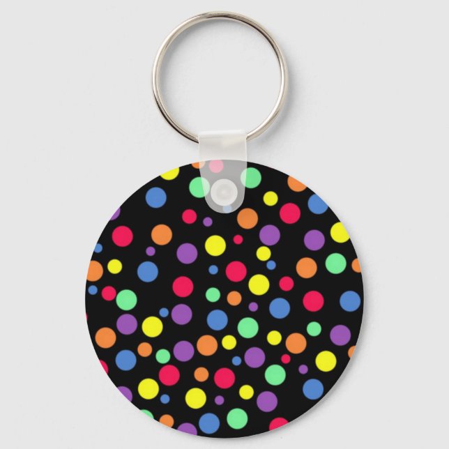 Vibrant Coloured Polka Dots Key Ring (Front)
